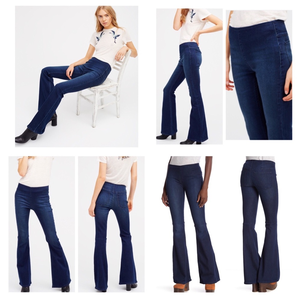 Free People Penny Pull On Flared Jeans. NWT. - Picture 2 of 7